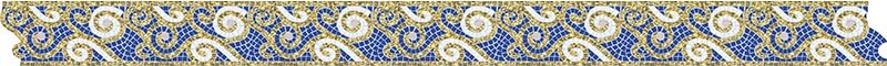 Бордюры Alma Mosaic Бордюры BC530, цвет белый синий золотой, поверхность глянцевая, прямоугольник, 180x400