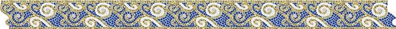 Бордюры Alma Mosaic Бордюры BC530, цвет белый синий золотой, поверхность глянцевая, прямоугольник, 180x400