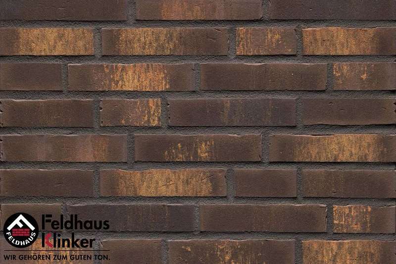 Клинкер Feldhaus Klinker Vascu Geo Legoro R747DF14, цвет коричневый, поверхность матовая, под кирпич, 52x240