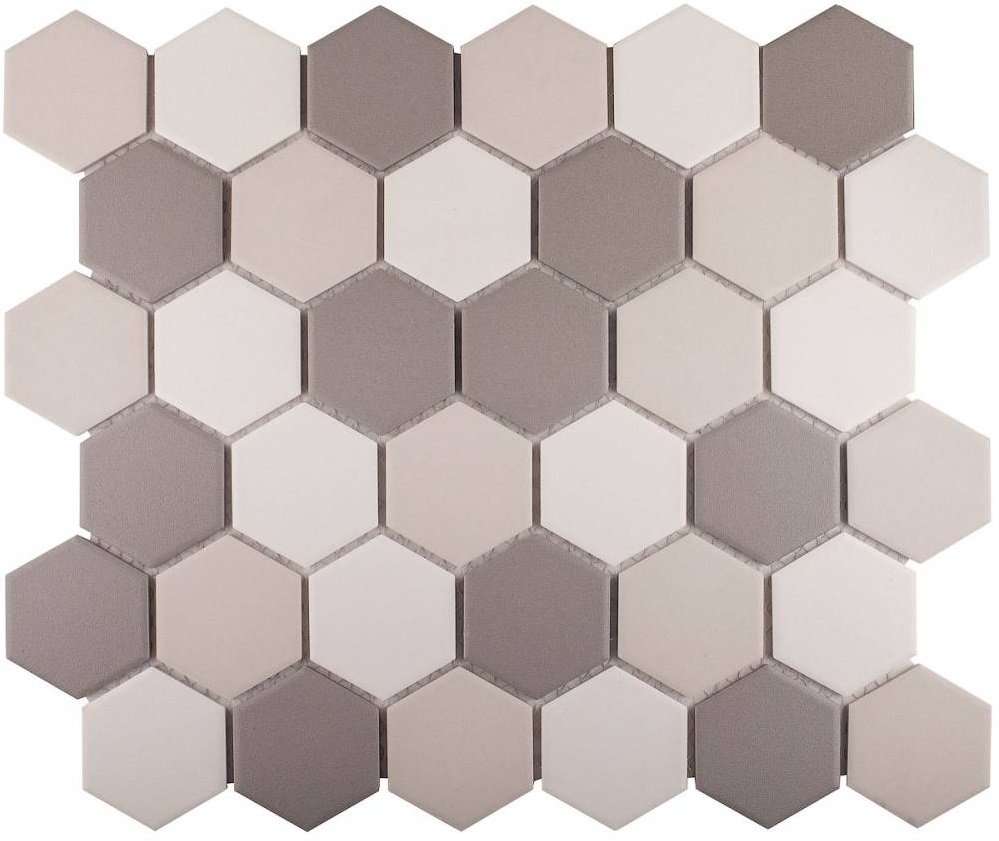 Мозаика Starmosaic Homework Hexagon Small Grey Mix Antislip JMT55221, цвет бежевый, поверхность матовая, шестиугольник, 282x325