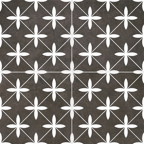 Керамогранит Dual Gres Poole Black (Chic) 7, цвет чёрно-белый, поверхность матовая, квадрат, 450x450
