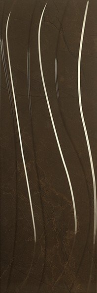 Керамическая плитка Keramex Rev. Nordkapp Wave Marron, цвет коричневый, поверхность глянцевая, прямоугольник, 200x600