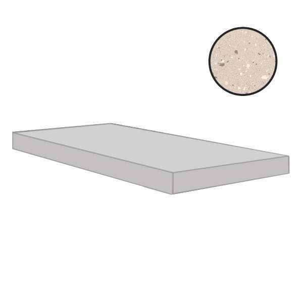 Ступени Floor Gres Earthtech Pumice Flakes Angolo Gradino Dx Comfort 772499, цвет белый, поверхность лаппатированная, прямоугольник, 330x1200