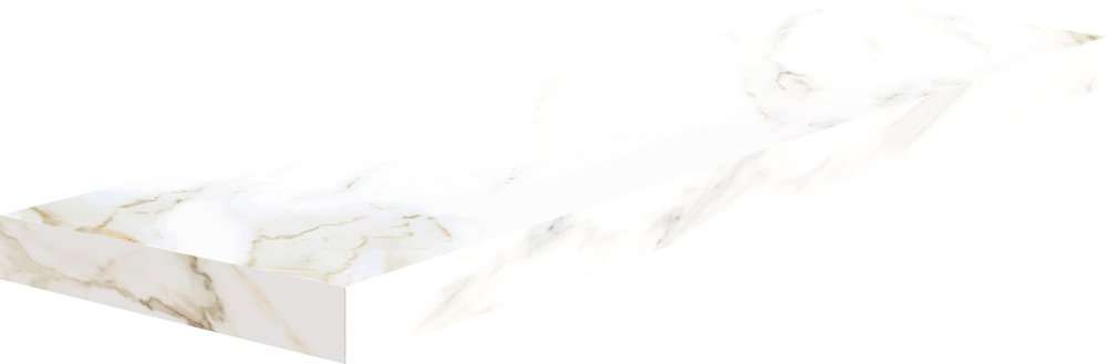 Ступени Cerdomus Calacatta Angolo Sn Grad.C.Retta Puro Lev. 66780, цвет белый, поверхность полированная, прямоугольник с капиносом, 330x1200