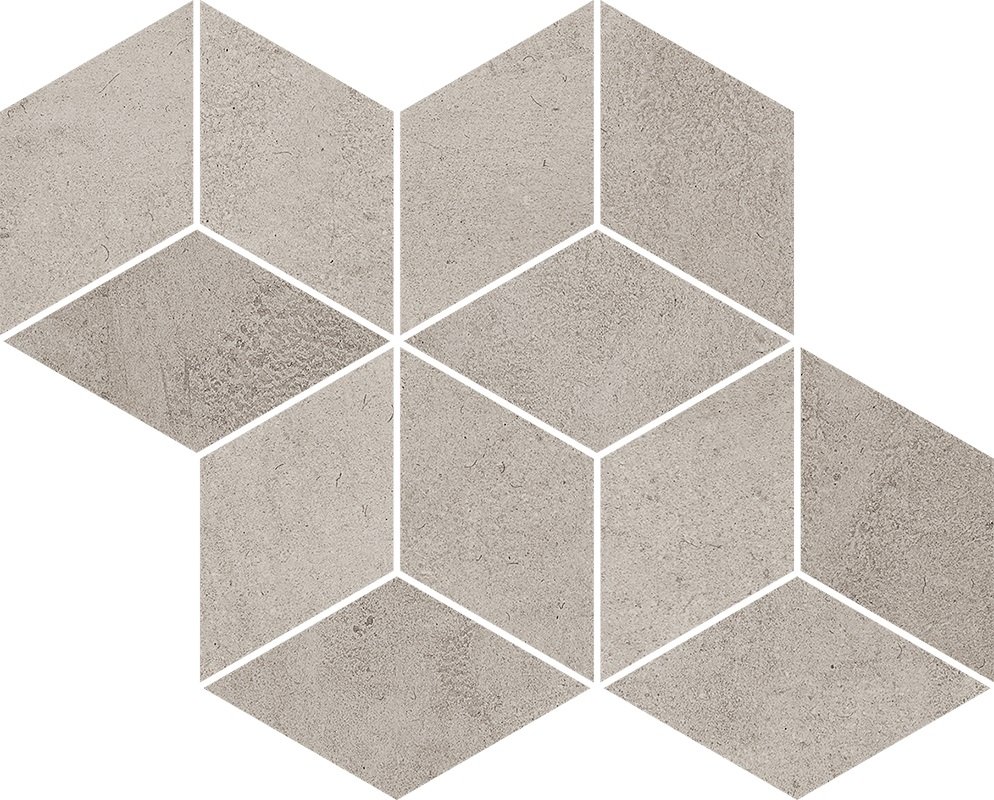 Мозаика Paradyz Pure City Grys Mozaika Prasowana Romb Hexagon, цвет серый, поверхность матовая, шестиугольник, 204x238