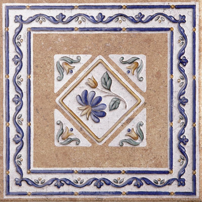 Вставки Azuliber Mariola Beige Taco, цвет бежевый, поверхность матовая, квадрат, 165x165