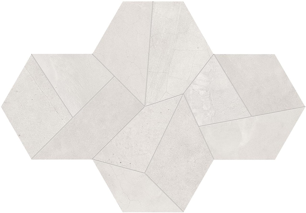 Мозаика Ergon Architect Resin Design Mini Tokyo White Naturale E27K, цвет белый, поверхность натуральная, шестиугольник, 170x226
