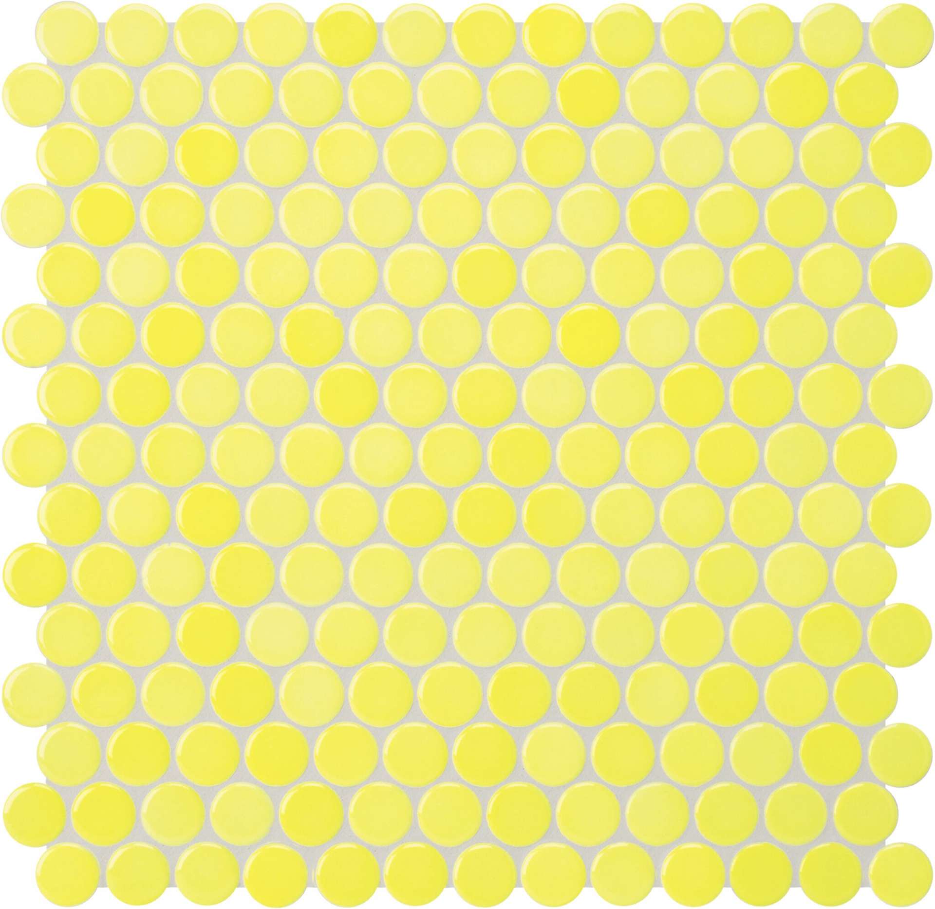 Мозаика Jasba Loop Zitronengelb 40033H-44, цвет жёлтый, поверхность глянцевая, круг и овал, 312x316