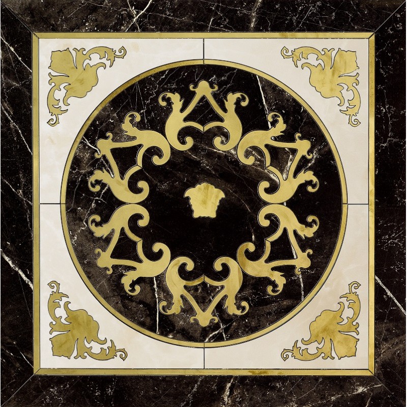 Декоративные элементы Versace Emote Cassettone Nero/Bianco 262781, цвет белый чёрный золотой, поверхность полированная, квадрат, 780x780