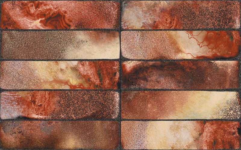 Керамическая плитка Iris Elementi Lava Rosso Glossy 537026, цвет красный, поверхность глянцевая, прямоугольник, 75x300