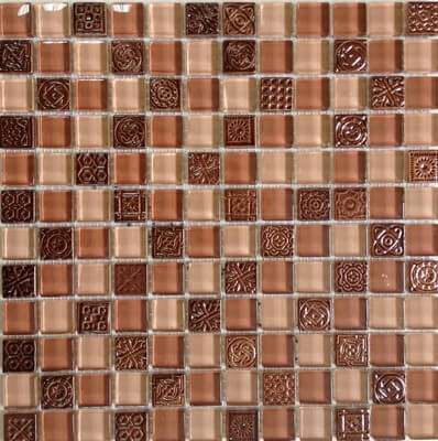 Мозаика Bars Crystal Mosaic Glass Decor Ecuador (23x23 mm), цвет коричневый, поверхность глянцевая, квадрат, 300x300