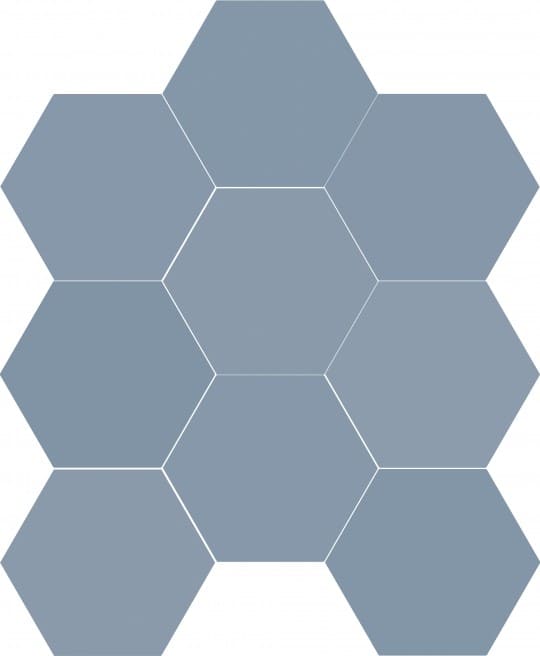 Керамогранит Dune Chicago Exa Ocean 188272, цвет голубой, поверхность матовая, шестиугольник, 215x215