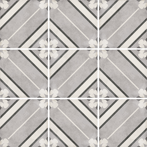 Декоративные элементы Equipe Art Nouveau Inspire Grey 24415, цвет чёрно-белый, поверхность матовая, квадрат, 200x200
