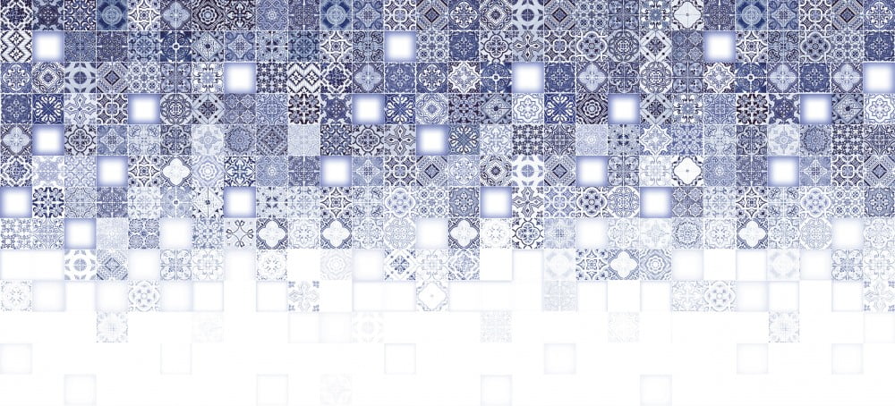 Керамическая плитка Cersanit Hammam Многоцветный HAG451D, цвет голубой, поверхность глянцевая, прямоугольник, 200x440