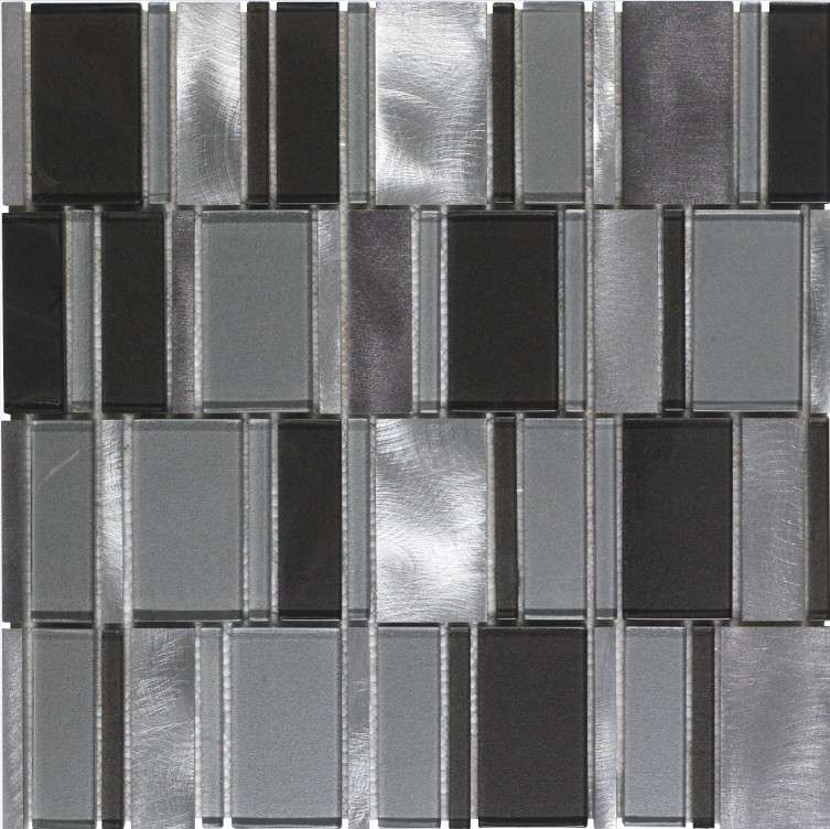 Мозаика Dune Materia Mosaics Lens 187121, цвет серый чёрный, поверхность глянцевая, квадрат, 298x298