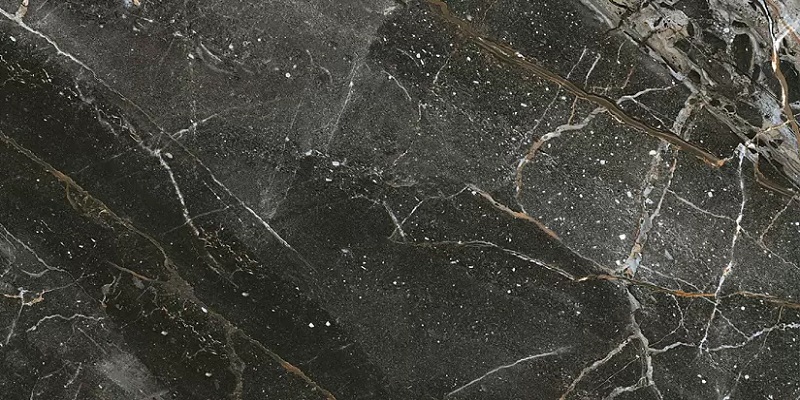 Керамогранит Amin Tile Armani Marble Dark Grey Polish Rect., цвет чёрный, поверхность полированная, прямоугольник, 600x1200
