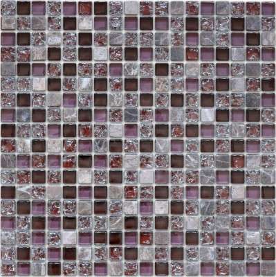 Мозаика Caramelle Mosaic Naturelle Siracusa 8mm, цвет фиолетовый, поверхность глянцевая, квадрат, 305x305