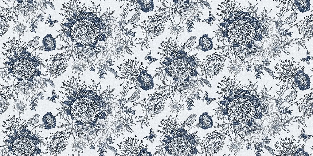 Декоративные элементы Ariana Floralia Rossignol Nat 20227612, цвет белый синий, поверхность матовая, прямоугольник, 600x1200