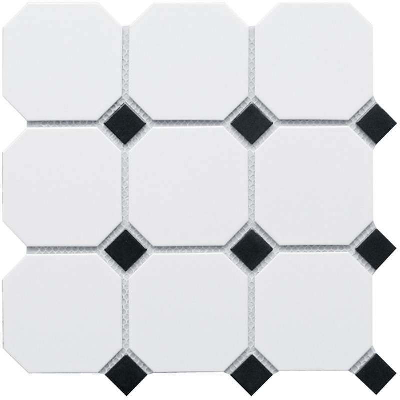 Мозаика Starmosaic Homework Octagon Big White Black Matt, цвет чёрно-белый, поверхность матовая, восьмиугольник, 300x300