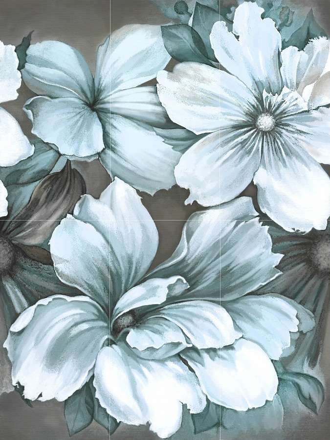 Панно Azori Devore Floris, цвет серый, поверхность матовая, прямоугольник, 945x1260