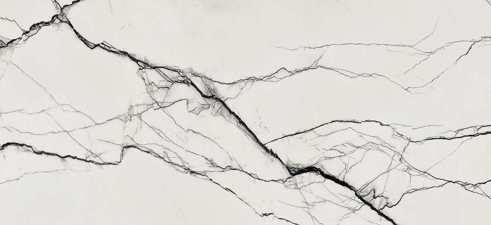 Керамогранит Floor Gres B&W Marble Breach Naturale 6mm 765586, цвет чёрно-белый, поверхность матовая, прямоугольник, 600x1200