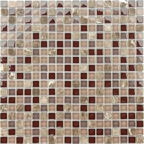 Мозаика Caramelle Mosaic Naturelle Qaradag 4mm, цвет бежевый, поверхность глянцевая, квадрат, 305x305