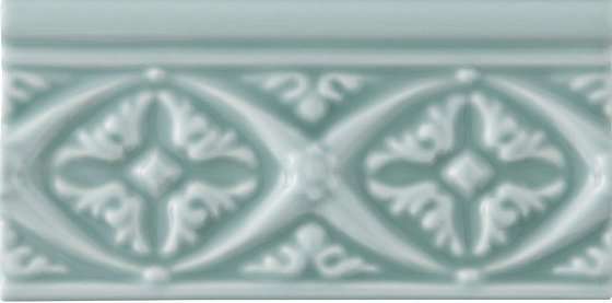Бордюры Adex ADNE4146 Relieve Bizantino Sea Green, цвет зелёный, поверхность глянцевая, прямоугольник, 75x150
