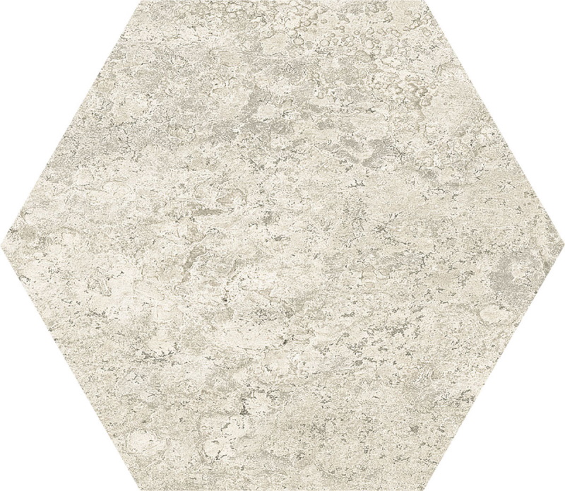 Керамогранит Keradom Prestige Blanc, цвет белый, поверхность структурированная, шестиугольник, 150x173