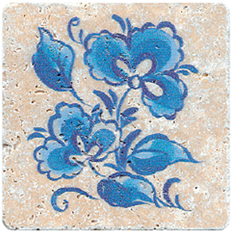 Декоративные элементы Stone4home Provance Гжель 8, цвет бежевый синий, поверхность матовая, квадрат, 100x100