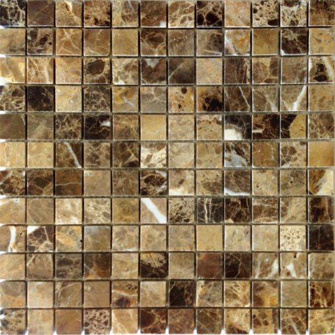 Мозаика Caramelle Mosaic Pietrine Emperador Dark Pol 23X23 4mm, цвет коричневый тёмный, поверхность полированная, квадрат, 298x298