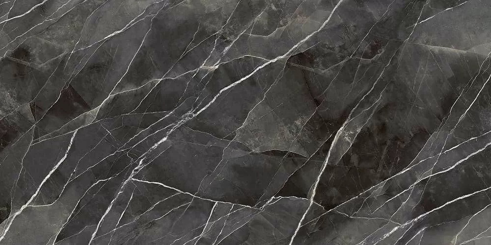 Широкоформатный керамогранит Laminam Diamond Calacatta Black Lucidato Starlit B.M. Face A LAMFFM0205_IT, цвет чёрный, поверхность полированная, прямоугольник, 1600x3200