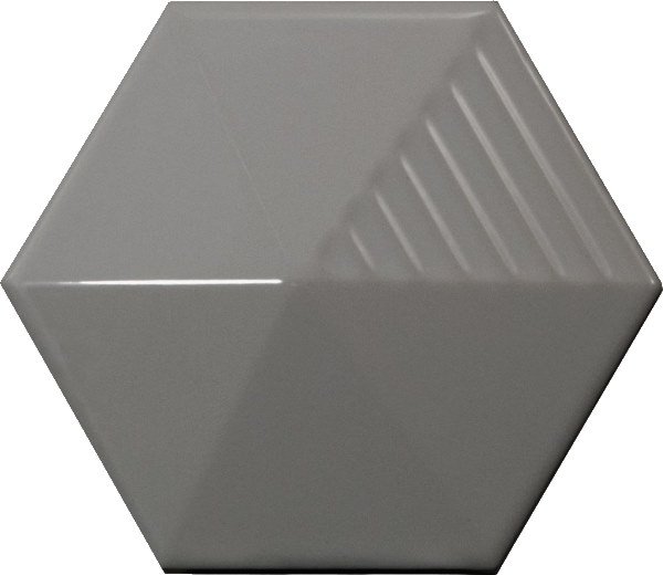 Керамическая плитка Equipe Magical 3 Umbrella Dark Grey 23071, цвет серый тёмный, поверхность глянцевая 3d (объёмная), шестиугольник, 107x124
