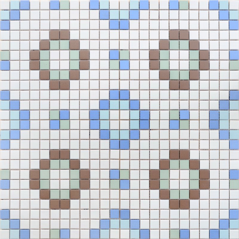 Мозаика Caramelle Mosaic Ornamento 1 23x23x6, цвет разноцветный, поверхность матовая противоскользящая, квадрат, 300x300
