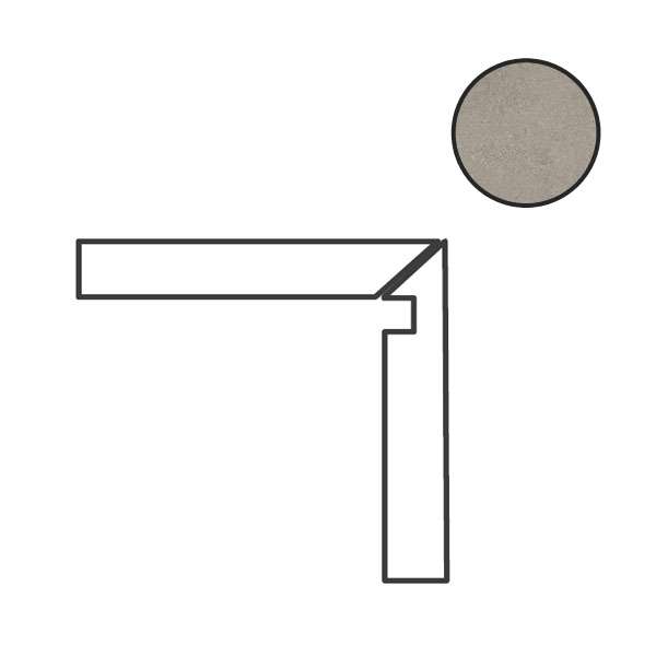 Спецэлементы Cerdomus Concrete Art Battiscala Dx Grigio Matt 97593, цвет серый, поверхность матовая, прямоугольник, 48x1200