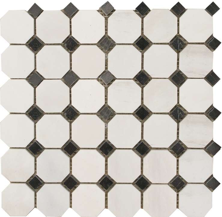 Мозаика Starmosaic Wild Stone Octagon MwP BsP, цвет чёрно-белый, поверхность полированная, восьмиугольник, 305x305