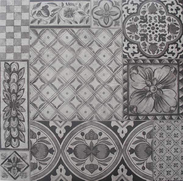 Декоративные элементы Abita Moda Tappeto Patchwork Mix Gris-Antracite-Noir, цвет серый, поверхность матовая, квадрат, 595x595