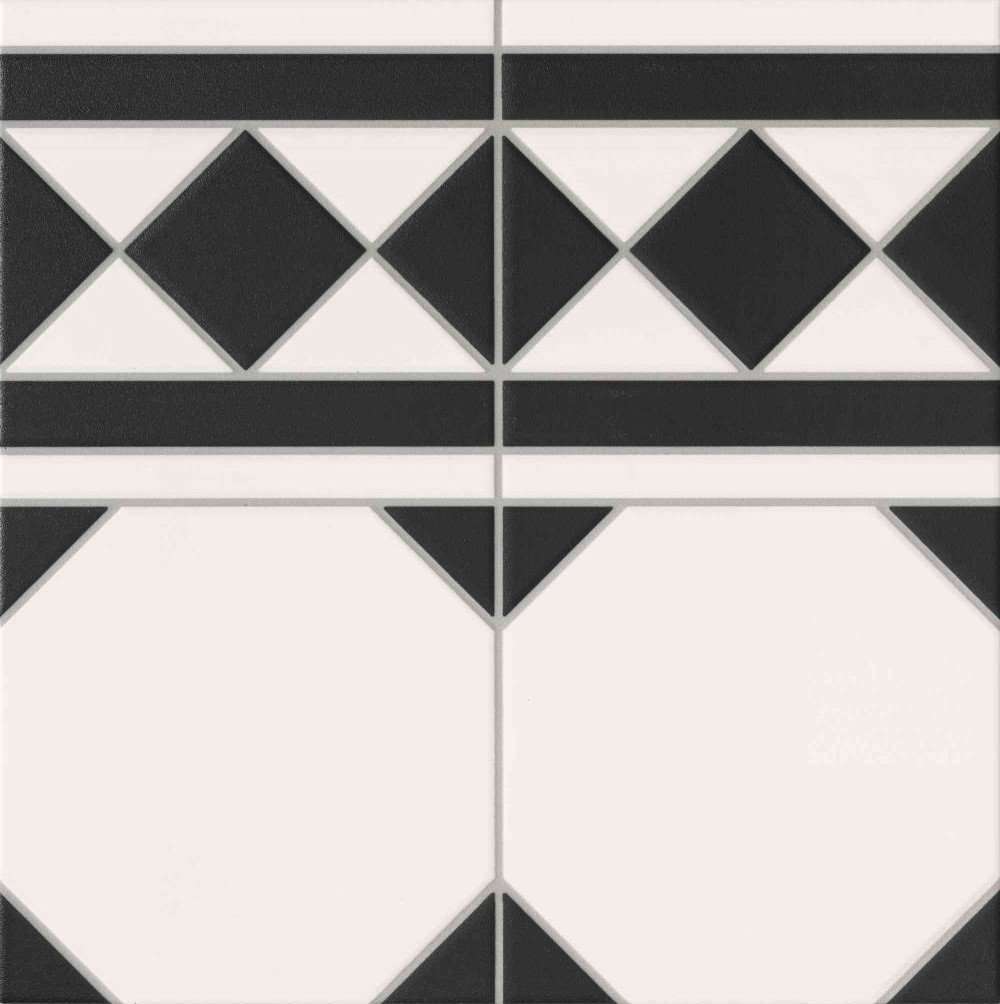 Декоративные элементы Realonda Oxford Negro Cenefa, цвет чёрно-белый, поверхность матовая, квадрат, 333x333