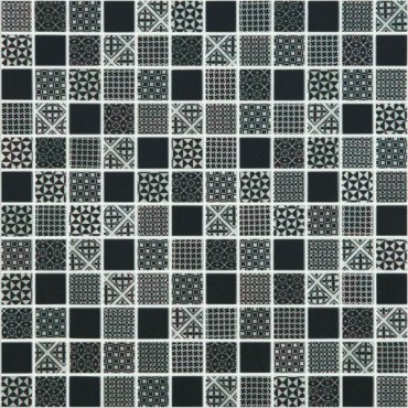 Мозаика Vidrepur Born Black, цвет чёрный, поверхность матовая, квадрат, 317x317