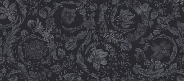 Керамогранит Versace Icons Barocco Garden Black Ret G28322, цвет чёрный, поверхность матовая, прямоугольник, 600x1200