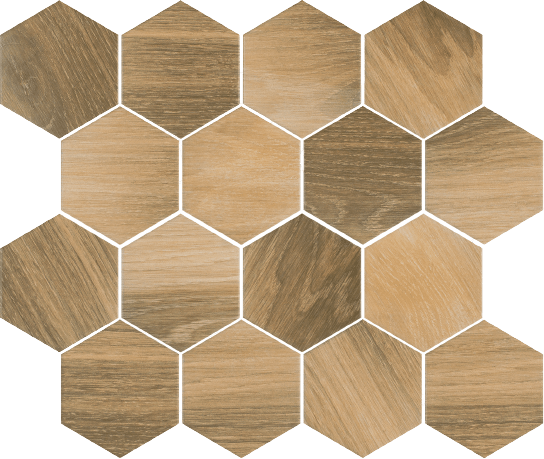 Мозаика Paradyz Ideal Mozaika Prasowana Wood Natural Mix, цвет коричневый, поверхность матовая, шестиугольник, 220x255