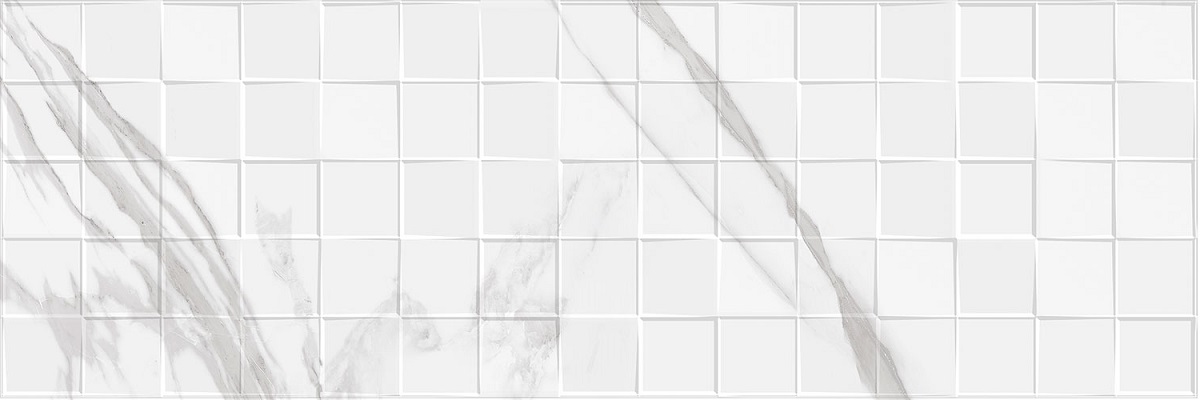 Керамическая плитка Eurotile Insomnia Relief 682 IMD1WT, цвет белый серый, поверхность глянцевая рельефная, прямоугольник, 300x900