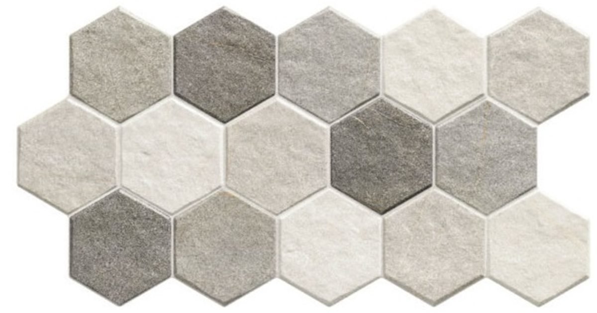 Керамогранит Realonda Stonehenge Hex Frost, цвет белый серый, поверхность матовая, шестиугольник, 265x510