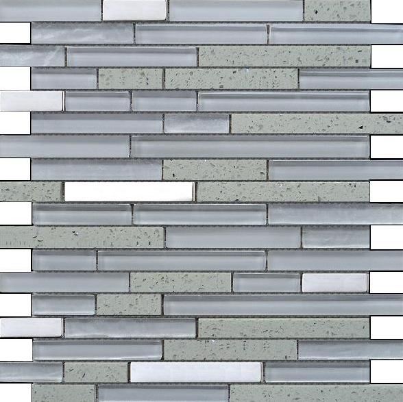 Мозаика Intermatex Quartz White, цвет серый, поверхность глянцевая, квадрат, 300x300