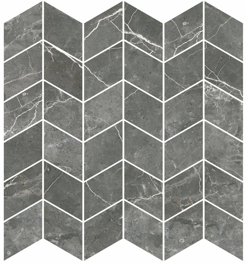 Мозаика Ricchetti Marble Boutique Mosaico Chevron Fior Di Bosco Lux, цвет серый, поверхность глянцевая, шеврон, 300x300