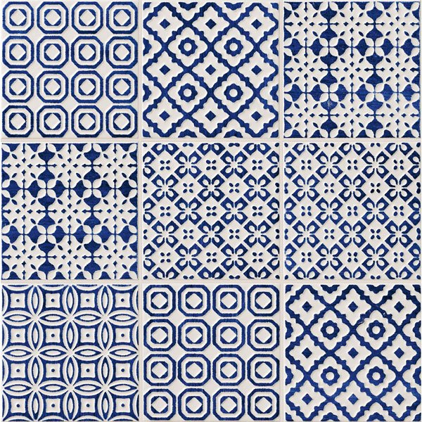 Декоративные элементы Bayker Batik Deco Cobalto, цвет синий, поверхность структурированная, квадрат, 100x100