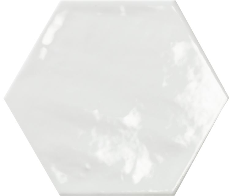 Керамогранит Ecoceramic Chiara Blanco Hex, цвет белый, поверхность глянцевая, шестиугольник, 200x240
