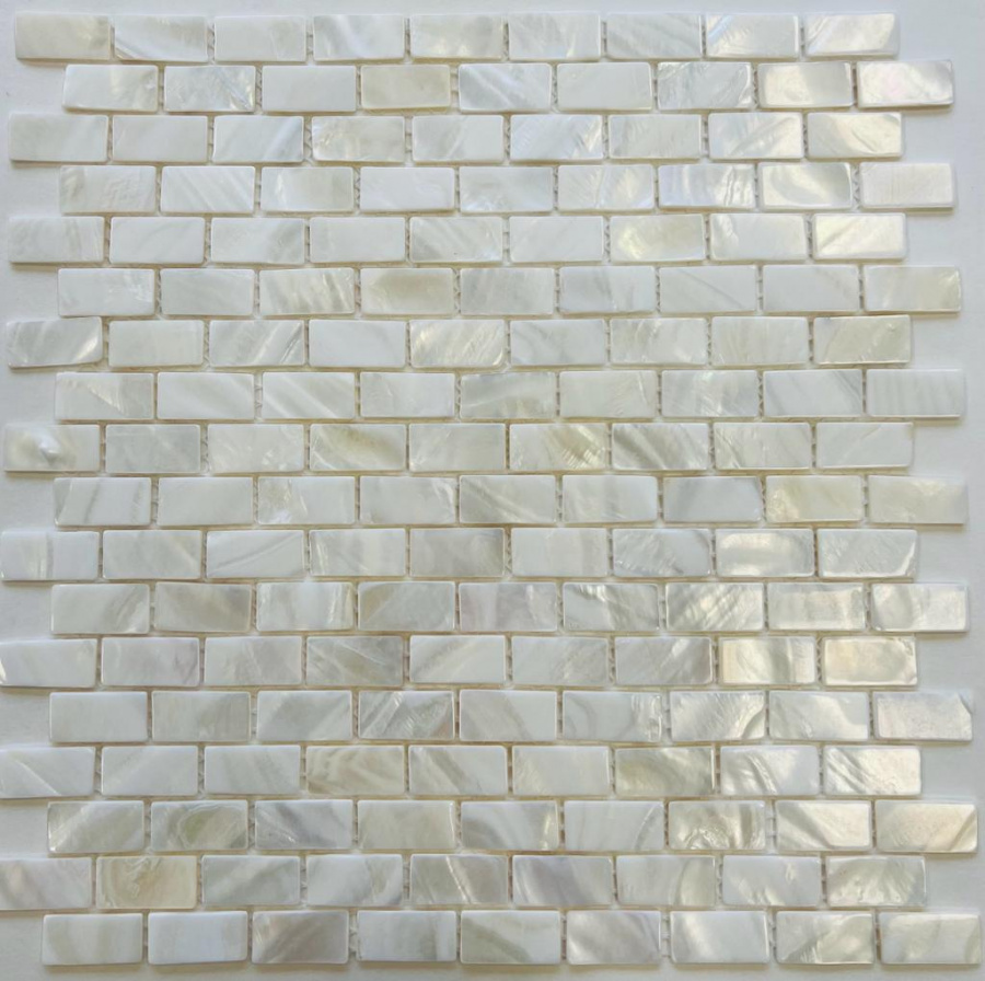 Мозаика Pixel Mosaic PIX754 Натуральный перламутр (15x30 мм), цвет белый, поверхность глянцевая, прямоугольник, 285x300