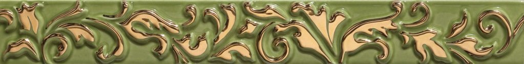 Бордюры Petracers Primavera Listello Ricciolo Verde, цвет зелёный, поверхность глянцевая, прямоугольник, 40x325