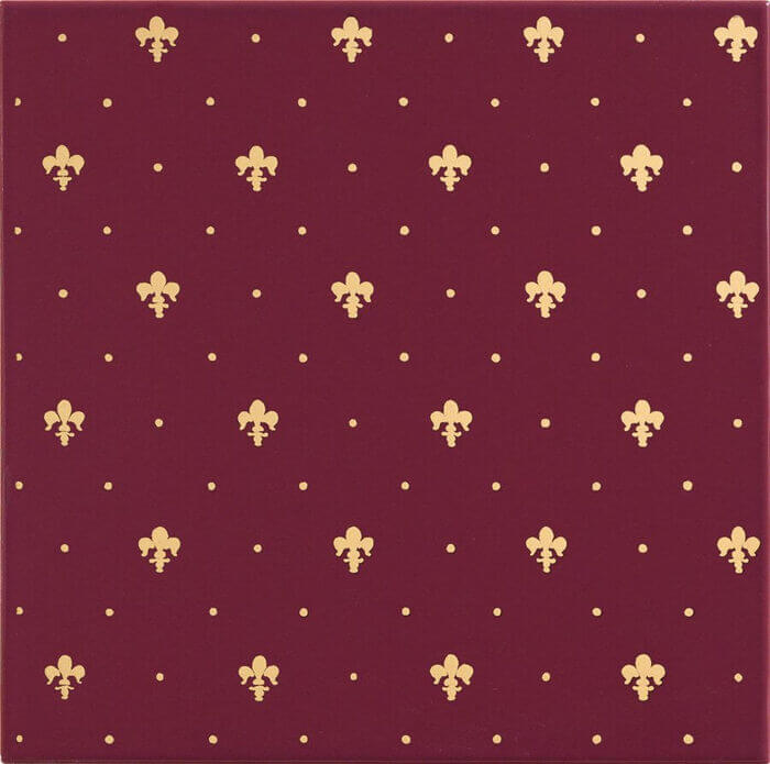 Керамическая плитка Petracers Grand Elegance Gold Giglio Oro Su Bordeaux, цвет бордовый, поверхность глянцевая, квадрат, 200x200