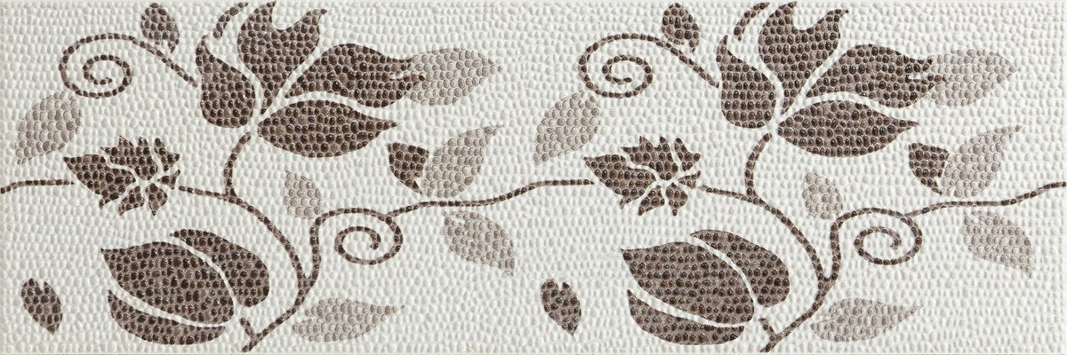 Керамическая плитка Keramex Stone Flower White, цвет белый, поверхность глянцевая, прямоугольник, 200x600